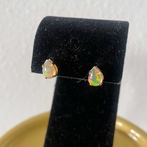 14K Opal Pear Stud Earrings